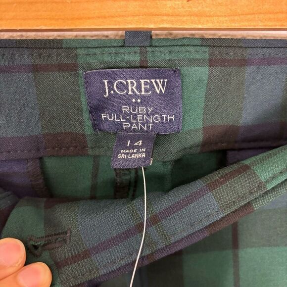 New J. Crew Blue & Green Plaid Ruby Full Length Straight Leg Dress Pants Size 14 - Picture 6 of 7